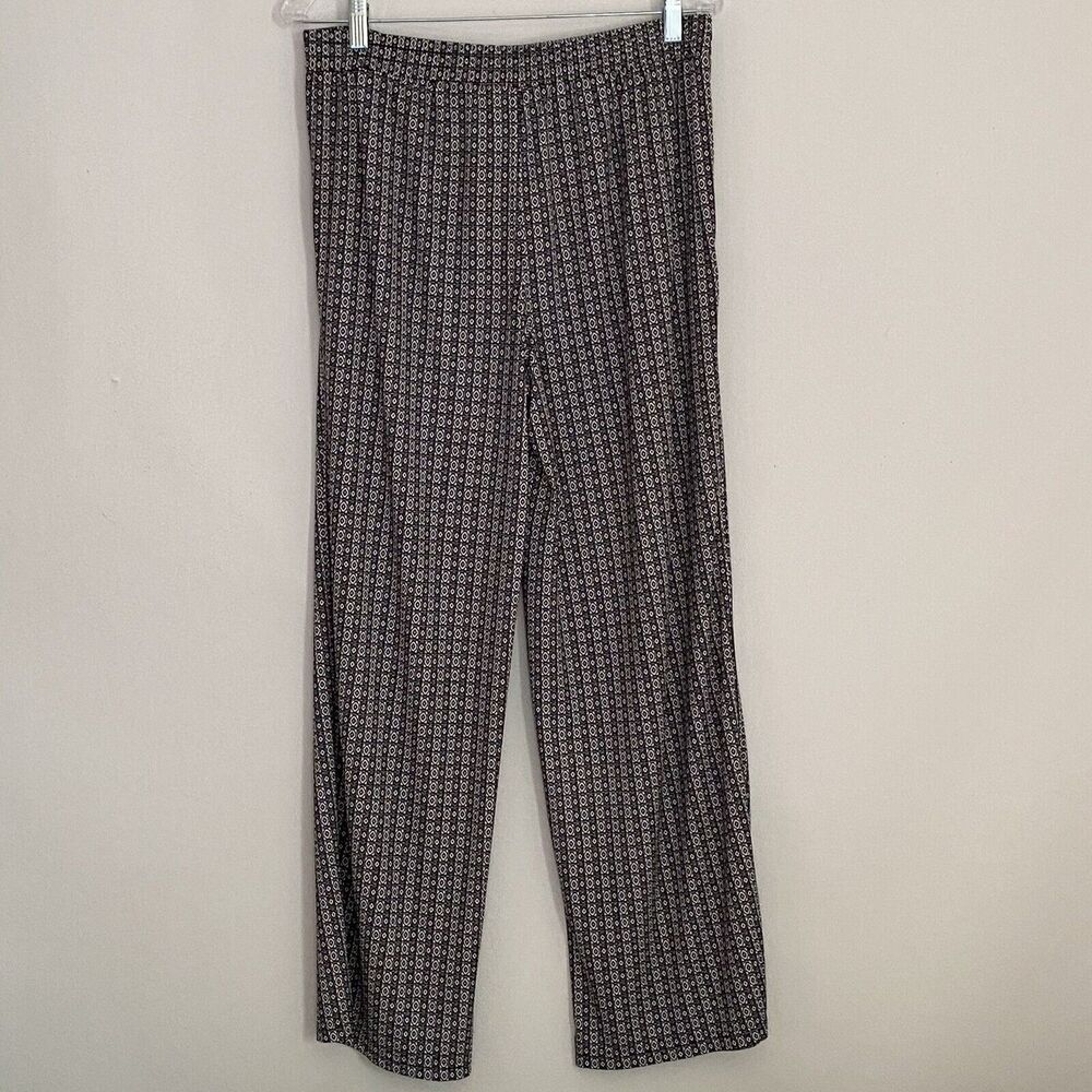 Blue Earth Womens Black & White Stretch Pants Size M Front Pockets Elastic Waist